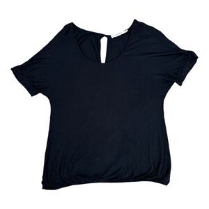 REISS Women’s Draped Open Back Short Sleeve Tee Shirt Black Size Large